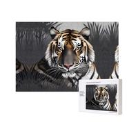 Poezjzw Tiger At Rest Puzzle classique en bois pour adulte 300 pièces Décoration d'intérieur moderne Jeu intellectuel 40 x 28 cm