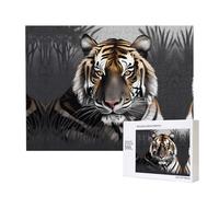 Poezjzw Tiger At Rest Puzzle classique en bois pour adulte 500 pièces Décoration d'intérieur moderne Jeu intellectuel 52 x 38 cm