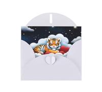 POEZJZW Tiger Cubs In The Clouds Lot de 10 cartes de Noël en papier nacré avec enveloppes blanches, cartes de remerciement, mariage, Saint-Valentin