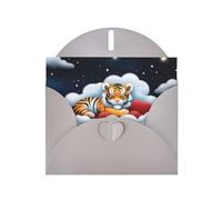POEZJZW Tiger Cubs In The Clouds Lot de 10 cartes de Noël en papier nacré avec enveloppes grises, cartes de remerciement, mariage, Saint-Valentin