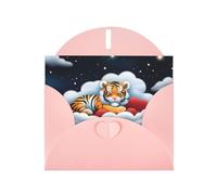 POEZJZW Tiger Cubs In The Clouds Lot de 10 cartes de Noël en papier nacré avec enveloppes roses, cartes de remerciement, mariage, Saint-Valentin