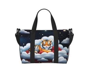 Poezjzw Tiger Cubs In The Clouds Sac de voyage pour femme pour le week-end pour le travail et l'accouchement, noir, taille unique, noir, taille unique, Noir , Talla única