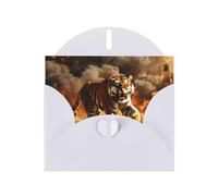 POEZJZW Tiger In The Fire Lot de 10 cartes de Noël en papier nacré avec enveloppes blanches, cartes de remerciement, mariage, Saint-Valentin
