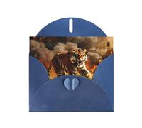 POEZJZW Tiger In The Fire Lot de 10 cartes de Noël en papier nacré avec enveloppes bleues, cartes de remerciement, mariage, Saint-Valentin