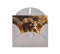 POEZJZW Tiger In The Fire Lot de 10 cartes de Noël en papier nacré avec enveloppes grises, cartes de remerciement, mariage, Saint-Valentin