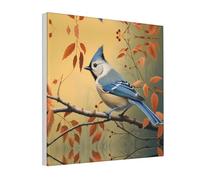 POEZJZW Toile murale réaliste avec mésange bleue - Décoration moderne pour salon, chambre à coucher, bureau - Sans cadre - 40,6 x 40,6 cm