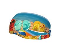 Poezjzw Tongs colorées avec motif ballon de plage, bandeau de sport adapté pour la course à pied, le yoga, la course à pied, le cyclisme avec bande élastique anti-humidité