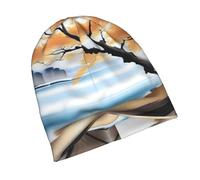 POEZJZW Tree at The Water'S Edge Bonnet élastique, chaud et respirant, léger, convient pour les femmes enceintes, les patients atteints de cancer, usage quotidien, noir