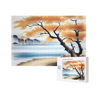 Poezjzw Tree At The Water'S Edge Puzzle classique adulte 300 pièces Puzzle en bois Décoration d'intérieur moderne Jeu intellectuel 40 x 28 cm