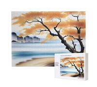 Poezjzw Tree At The Water'S Edge Puzzle classique adulte 500 pièces Puzzle en bois Décoration d'intérieur moderne Jeu intellectuel 52 x 38 cm