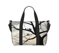 Poezjzw Tree Birds Barren Tr Sac de voyage pour femme Sac fourre-tout pour femme Sac d'hôpital pour le travail et la livraison Noir Taille unique, Noir/blanc, One Size