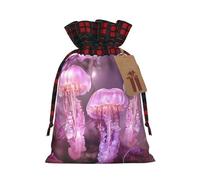 POEZJZW Trois méduses roses avec cordon de serrage pour Noël, fêtes d'anniversaire et anniversaires de mariage, stockage de bonbons, cadeaux et petits articles quotidiens