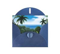 POEZJZW Tropical Sky Ecology Lot de 10 cartes de Noël en papier nacré avec enveloppes bleues, cartes de remerciement, mariage, Saint-Valentin