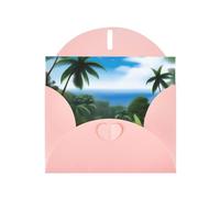 POEZJZW Tropical Sky Ecology Lot de 10 cartes de Noël en papier nacré avec enveloppes roses, cartes de remerciement, mariage, Saint-Valentin