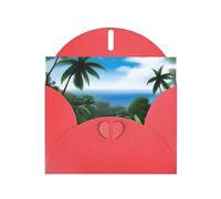 POEZJZW Tropical Sky Ecology Lot de 10 cartes de Noël en papier nacré avec enveloppes rouges, cartes de remerciement, mariage, Saint-Valentin