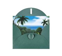 POEZJZW Tropical Sky Ecology Lot de 10 cartes de Noël en papier nacré avec enveloppes vert foncé, cartes de remerciement, mariage, Saint-Valentin