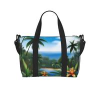 Poezjzw Tropical Sky Ecology Sac de voyage fourre-tout pour femme Sac d'hôpital pour le travail et la livraison Noir Taille unique, Noir/blanc, One Size