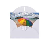 POEZJZW Umbrella By The Sea Lot de 10 cartes de Noël en papier nacré avec enveloppes blanches, cartes de remerciement, mariage, Saint-Valentin