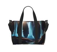 Poezjzw Underground Cave Crystal Travel Duffle Bag Weekender Carry On Tote Bags for Women Hospital Bags for Laboratoire and Delivery Overnight Bagage, Black, One Size, Noir , Taille unique