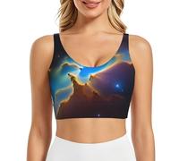 POEZJZW Universe Space Nebul Soutien-gorge de sport sans manches en forme de U pour femme, Noir , 3XL
