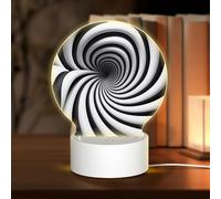 POEZJZW Veilleuse ronde en acrylique à illusion d'optique en spirale avec câble USB réglable 3 couleurs pour restaurant, bar, café