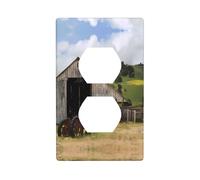 Poezjzw Vieille grange en bois avec motif tracteur rouillé - Plaque murale décorative - Dimensions : 11,4 x 7 cm - Pour zones résidentielles et commerciales