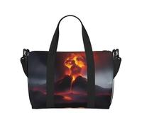 Poezjzw Volcano Eruption Sac de voyage pour le week-end, sac à main pour femme, sac d'hôpital pour le travail et l'accouchement, sac de voyage de nuit, noir, taille unique, Noir , Talla única