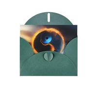 POEZJZW Water And Fire Lot de 10 cartes de Noël en papier perlé Tai Chi avec enveloppes vert foncé, cartes de remerciement, mariage, Saint-Valentin