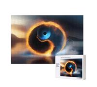 Poezjzw Water And Fire Puzzle classique Tai Chi 300 pièces en bois Décoration d'intérieur moderne Jeu intellectuel 28 x 40 cm
