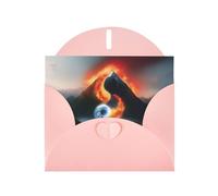 POEZJZW Water And Fire Taiji Mountain Lot de 10 cartes de Noël en papier nacré avec enveloppes roses, cartes de remerciement, mariage, Saint-Valentin