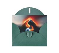 POEZJZW Water And Fire Taiji Mountain Lot de 10 cartes de Noël en papier nacré avec enveloppes vert foncé, cartes de remerciement, mariage, Saint-Valentin