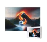 Poezjzw Water And Fire Taiji Mountain Puzzle classique adulte 300 pièces Puzzle en bois Décoration d'intérieur moderne Jeu intellectuel 40 x 28 cm
