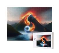 Poezjzw Water And Fire Taiji Mountain Puzzle classique adulte 500 pièces Puzzle en bois Décoration d'intérieur moderne Jeu intellectuel 52 x 38 cm