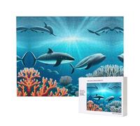 Poezjzw Whales Under The Sea Puzzle classique adulte 500 pièces Puzzle en bois moderne Décoration d'intérieur Jeu intellectuel 52 x 38 cm
