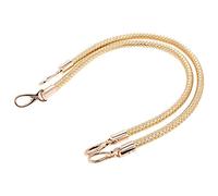 POFET 1 paire de poignées de rechange pour sac à bandoulière, poignées en cuir, sangles de sac à main en corde tressée avec crochets pivotants en métal - Doré