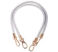 POFET 1 Paire de poignées de Rechange pour Sac à bandoulière, poignées en Cuir, Sangles de Sac à Main en Corde tressée avec Crochets pivotants en métal - Argent