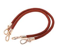 POFET 1 paire de poignées de rechange pour sac à bandoulière, poignées en cuir, sangles de sac à main en corde tressée avec crochets pivotants en métal - Marron