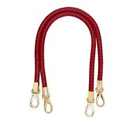 POFET 1 paire de poignées de remplacement pour sac à bandoulière, poignées en cuir pour sac à main, poignées de sac à main en corde tressée avec crochets pivotants en métal - Rouge