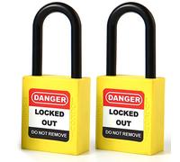 POFET 2PCS 38mm / 1.5inch Lockout Tagout Locks, Cadenas de sécurité à manille en nylon, plastique jaune