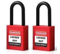 POFET 2PCS 38mm / 1.5inch Lockout Tagout Serrures, Cadenas de sécurité à manille en nylon, plastique rouge
