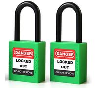 POFET 2PCS 38mm / 1.5inch Lockout Tagout Serrures, Cadenas de sécurité à manille en nylon, plastique vert