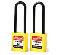 POFET 2PCS 76mm / 3inch Lockout Tagout Locks, Cadenas de sécurité à manille en nylon, plastique jaune
