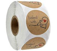 POFET 500 pcs Kraft Fait à la Main Rond Cuisson Autocollant Auto-adhésif étiquette Ronde à la Main adhésif Autocollants étiquettes Rouleau décor pour Cadeaux Maison