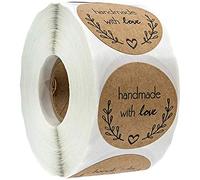 POFET 500 pcs Kraft Fait à la Main Rond Cuisson Autocollant Auto-adhésif étiquette Ronde à la Main adhésif Autocollants étiquettes Rouleau décor pour Cadeaux Maison
