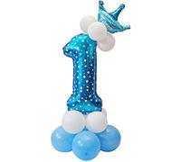 POFET Ballons en aluminium avec lettres et chiffres en forme de couronne de princesse, décoration de fête d'anniversaire - Bleu 1