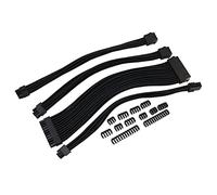 POFET Câbles PSU Câble d'extension PC 24 broches ATX / 4 + 4 broches EPS / 8 broches PCI-E / 6 broches PCI-E PSU Kit de câble d'extension 30 cm de long sans peignes (noir)