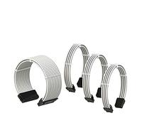 POFET Câbles PSU Câble d'extension PC 24 broches ATX / 4 + 4 broches EPS / 8 broches PCI-E / 6 broches PCI-E PSU Kit de câble d'extension Longueur 30 cm sans peignes (Blanc)