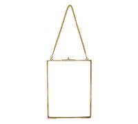 POFET Cadre photo à suspendre en laiton et verre pour certificat, photo, ornement géométrique, plante spécimen, clip moderne, décoration verticale pour cartes, 15,2 x 20,3 cm