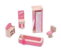 POFET Ensemble de Meubles de Maison de poupée en Bois Jouet pour bébé Enfants Enfants Douche de Bain Toilette Miroir Placard Salle de Bain