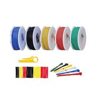 POFET Kit de Fil électrique 24 AWG, Fil électrique en Silicone de Calibre 24, câble en cuivre étamé 5 Couleurs, 8 m Chaque Ensemble de câbles électriques, Fil à Crochet Flexible et Doux